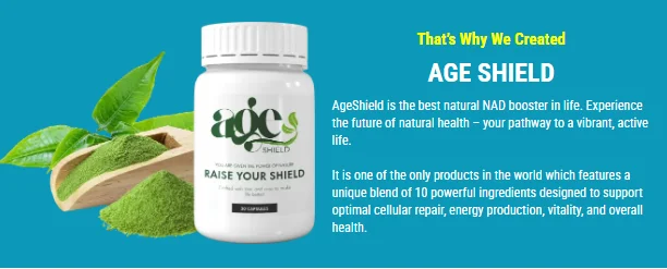 AgeShield Supplements bottle promoting better health and longevity