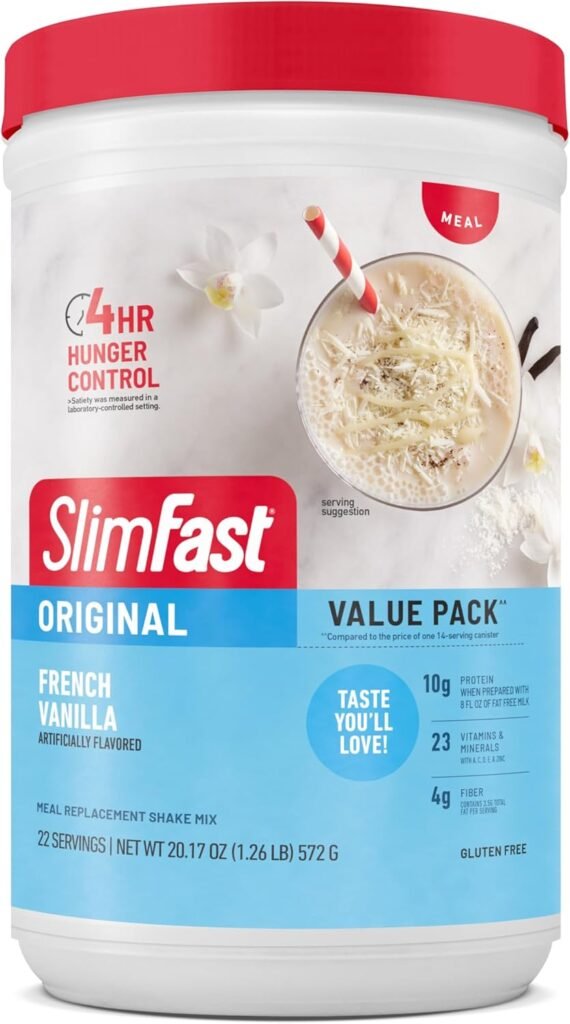 SlimFast Original French Vanilla Meal Replacement Shake Powder for rapid weight loss and nutrition.